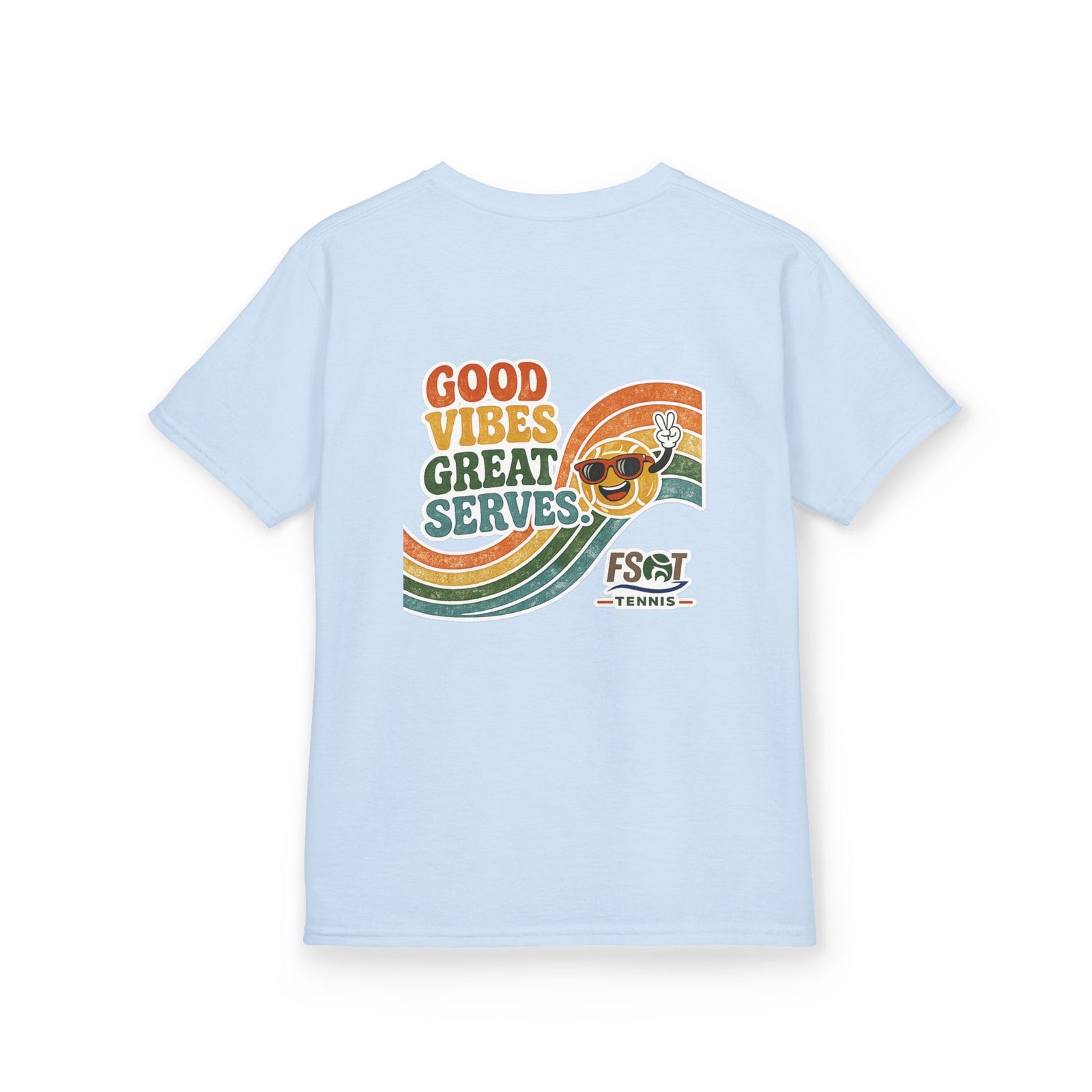 Kids Tee — "Good Vibes, Great Serves" Retro Tennis Club Shirt