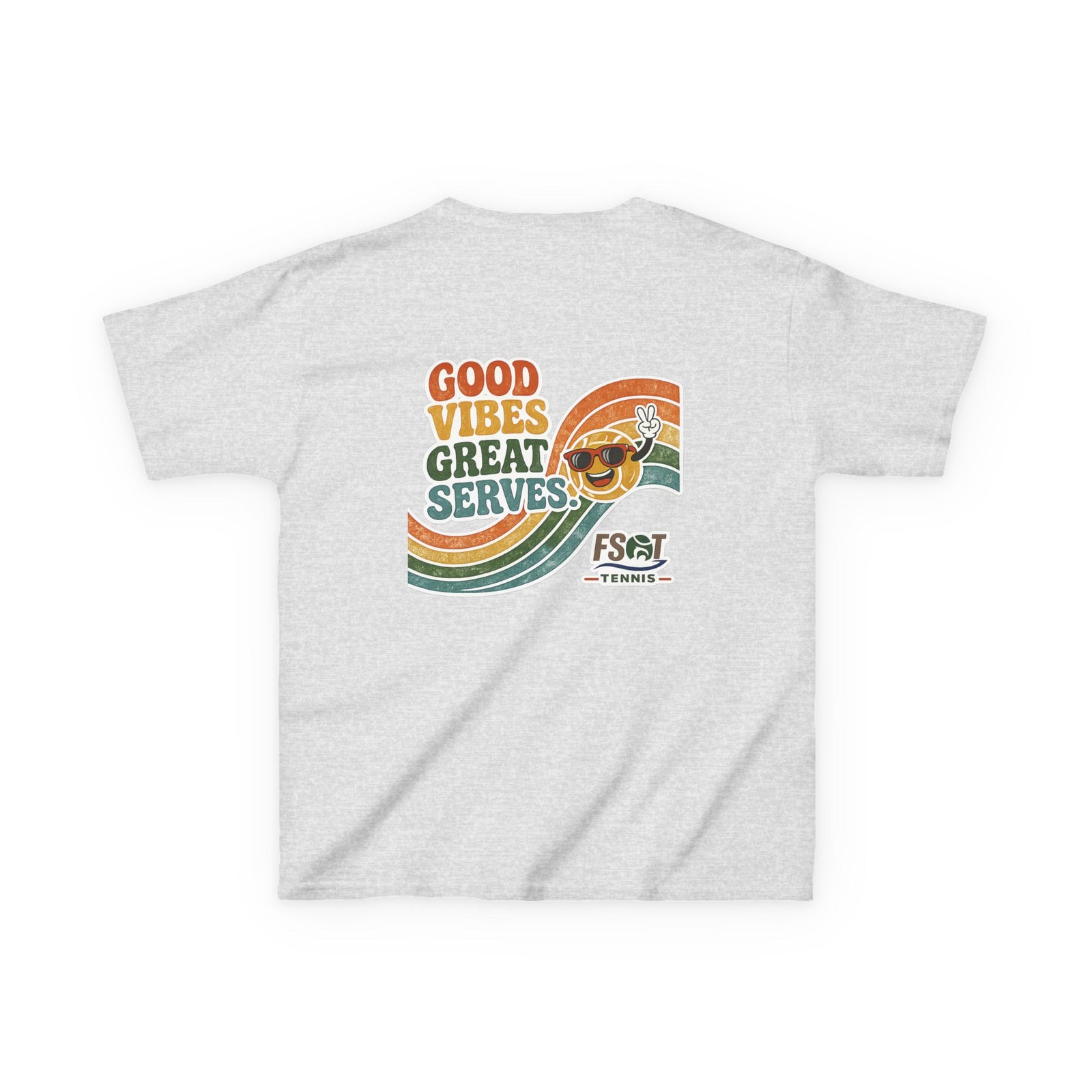 Kids Tee — "Good Vibes, Great Serves" Retro Tennis Club Shirt