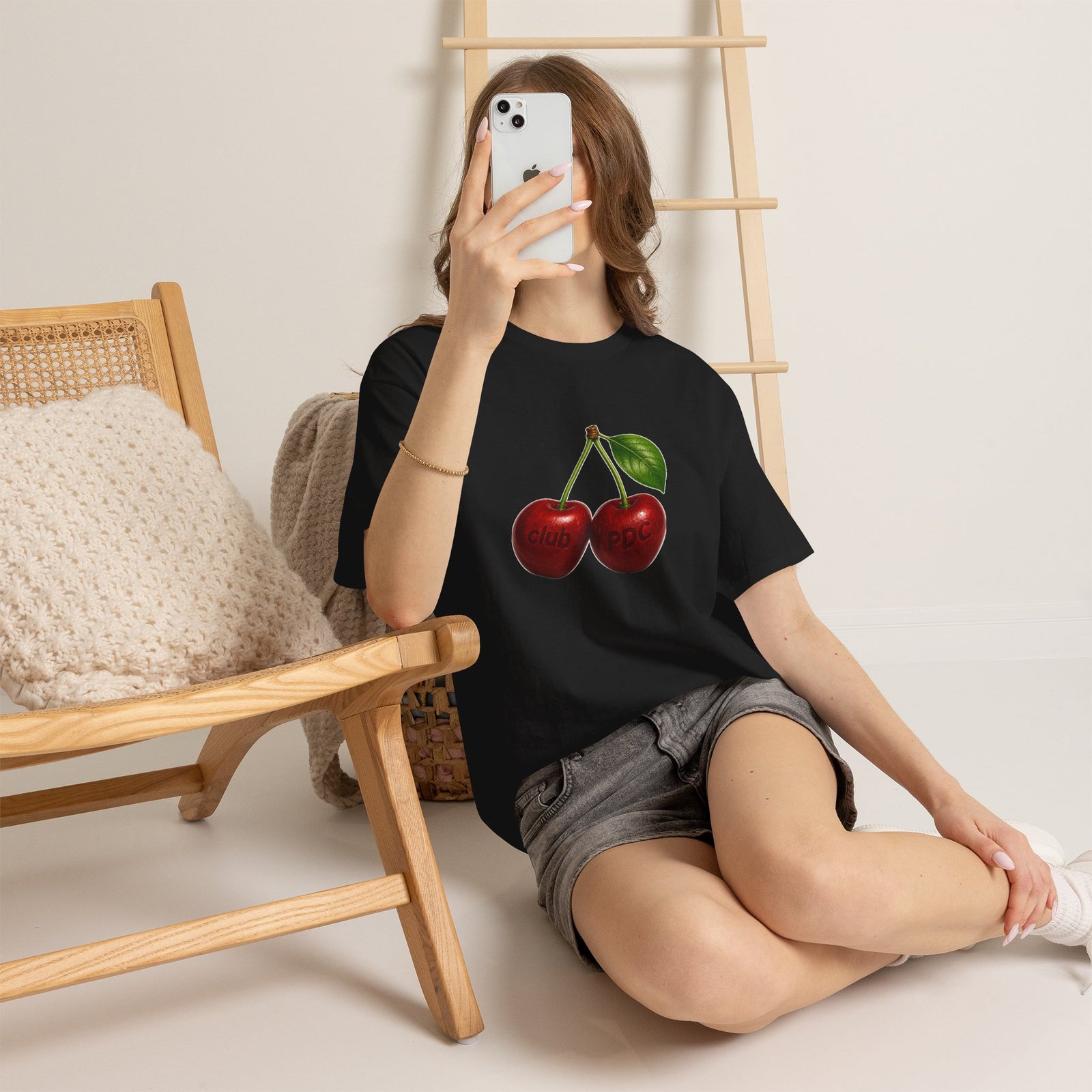 Club PDC Cherry Graphic Tee — Retro Fruit Illustration T-Shirt