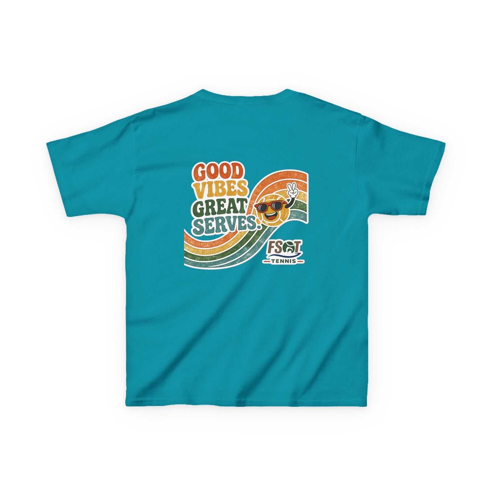 Kids Tee — "Good Vibes, Great Serves" Retro Tennis Club Shirt