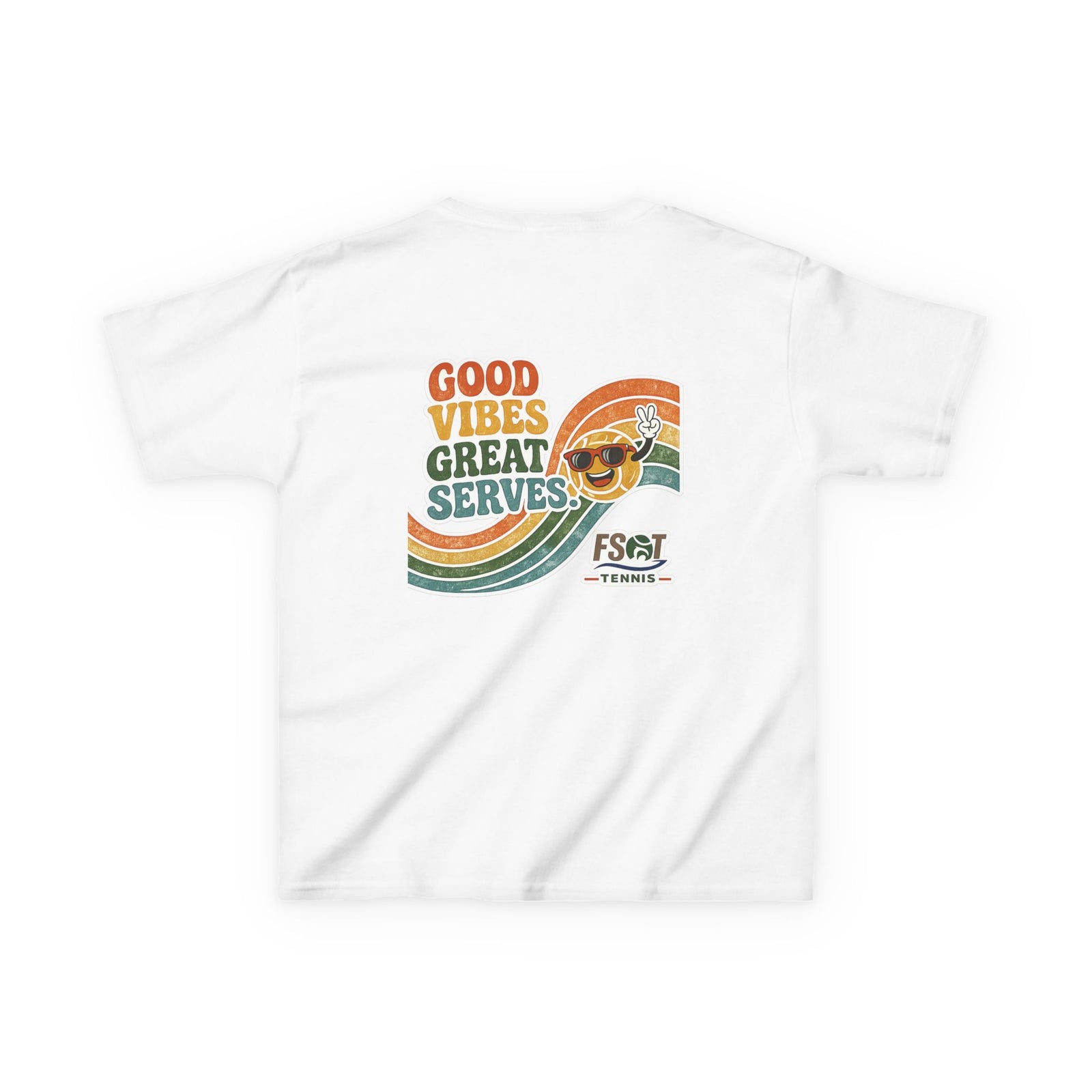 Kids Tee — "Good Vibes, Great Serves" Retro Tennis Club Shirt
