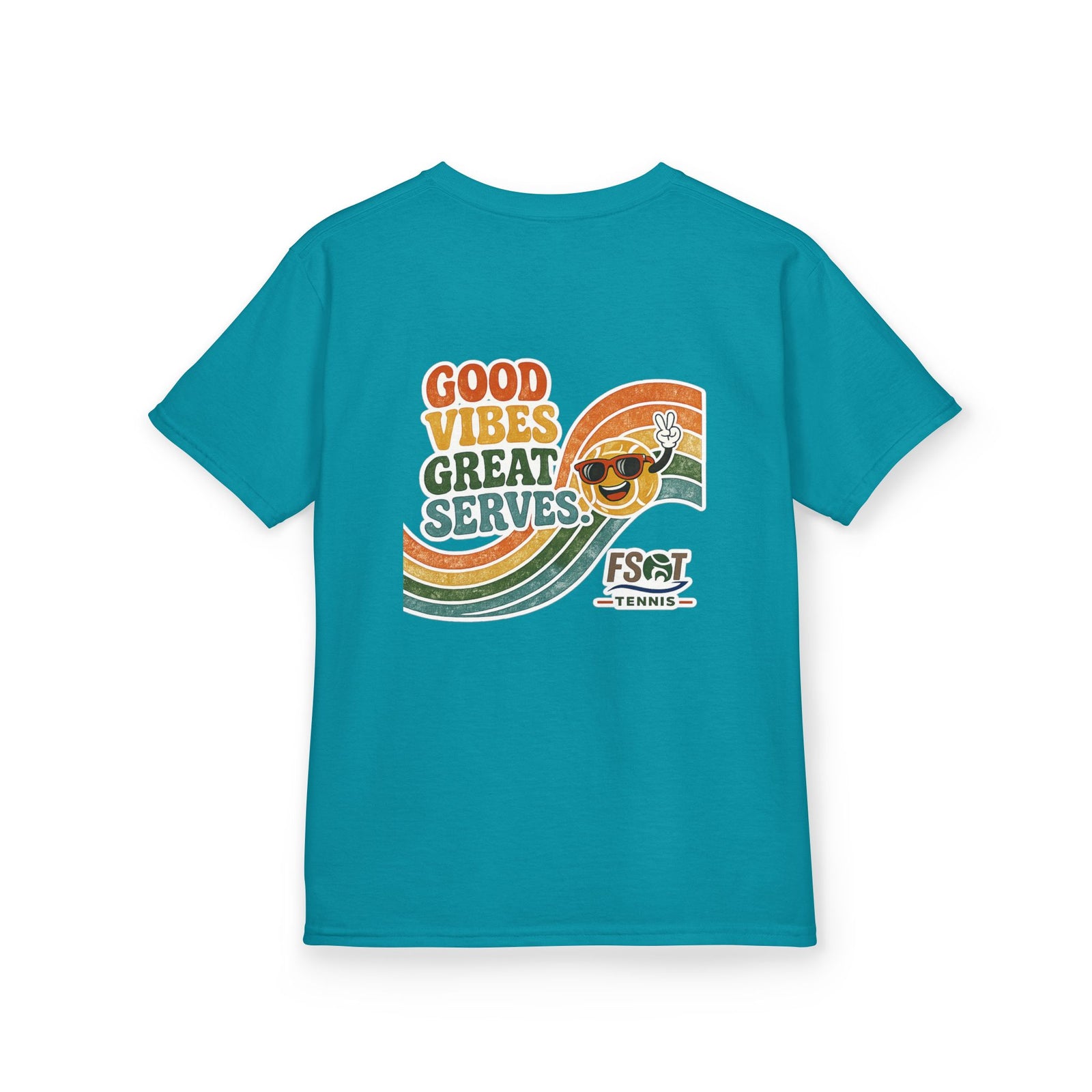 Kids Tee — "Good Vibes, Great Serves" Retro Tennis Club Shirt