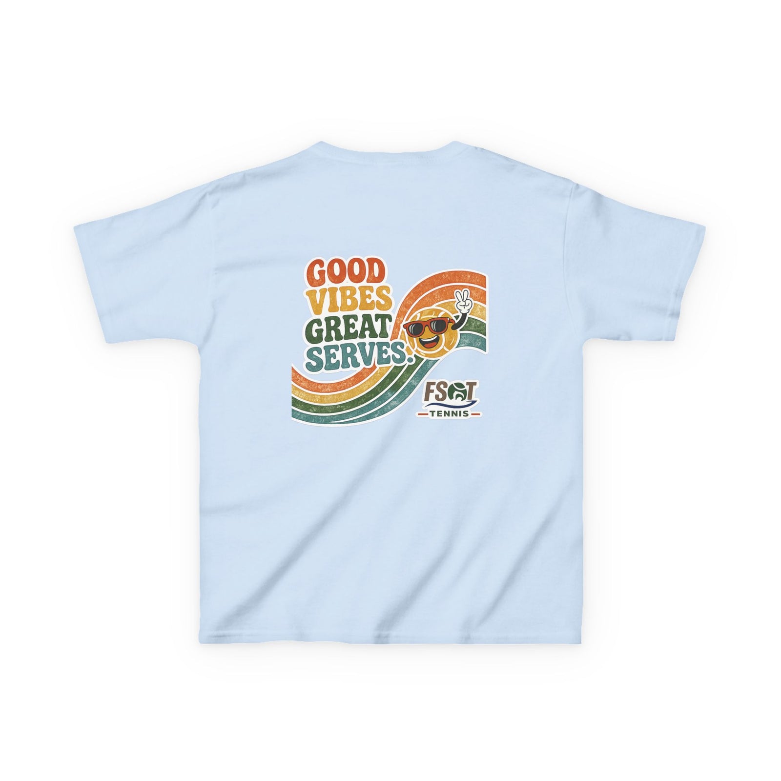 Kids Tee — "Good Vibes, Great Serves" Retro Tennis Club Shirt