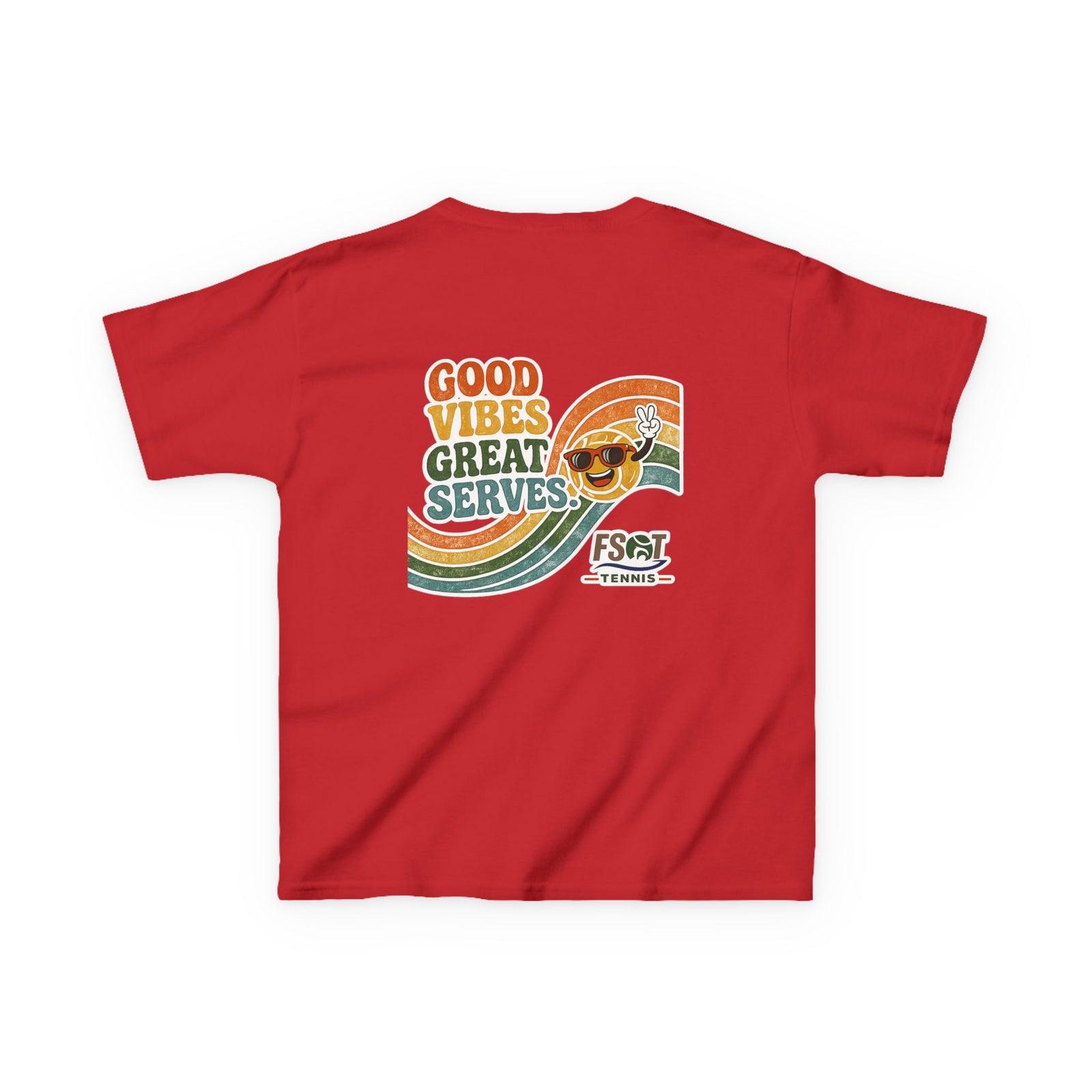 Kids Tee — "Good Vibes, Great Serves" Retro Tennis Club Shirt