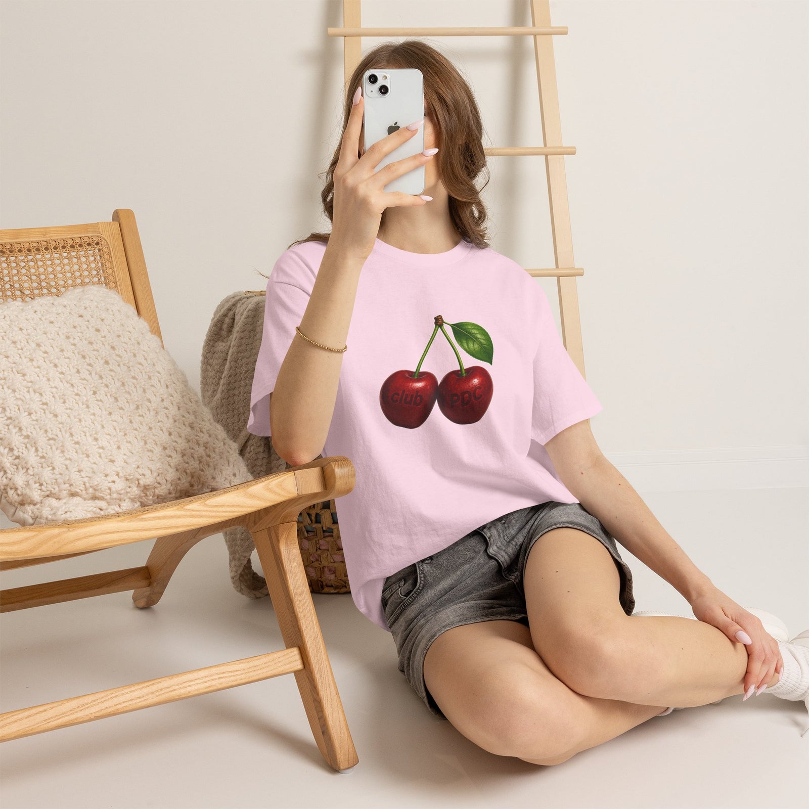 Club PDC Cherry Graphic Tee — Retro Fruit Illustration T-Shirt