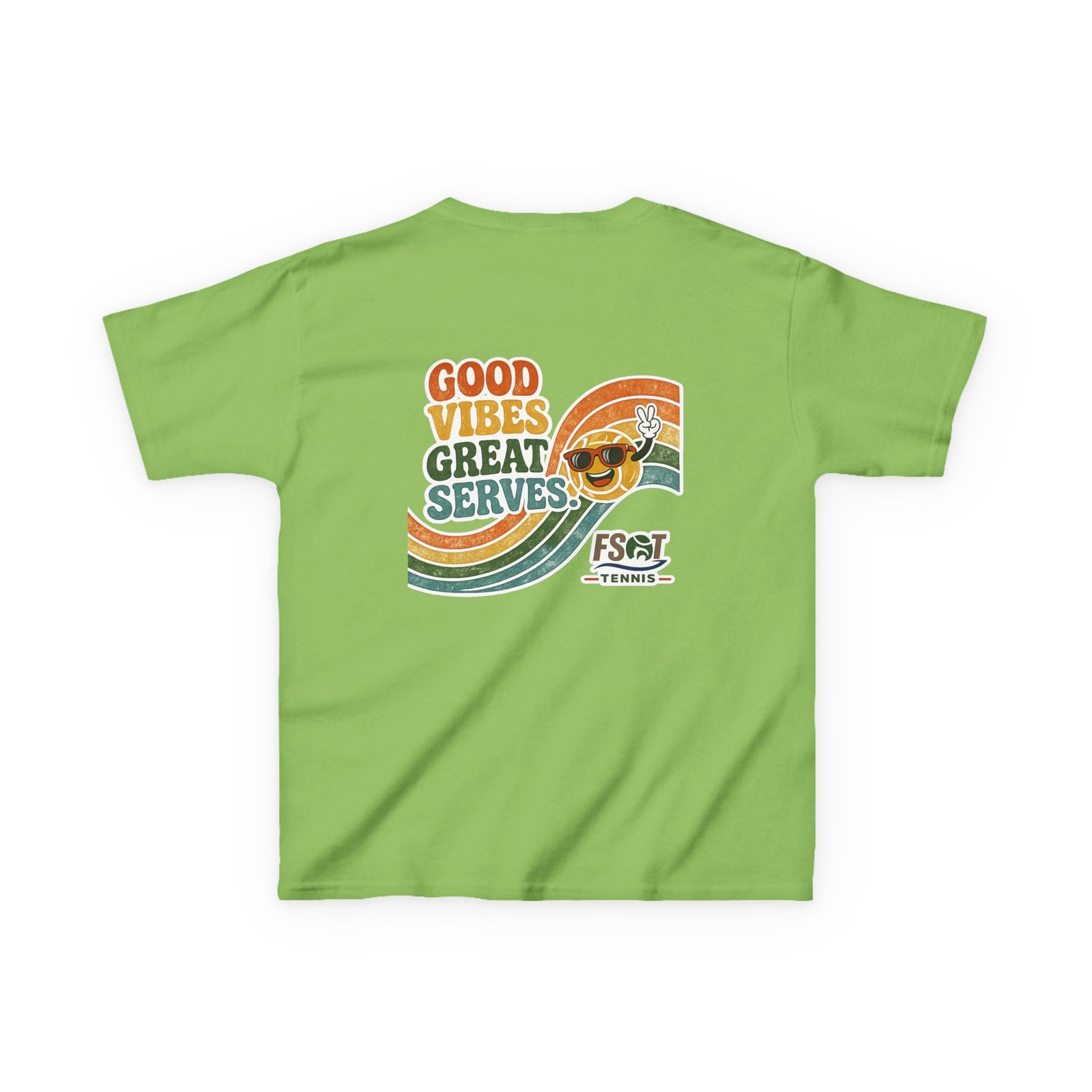 Kids Tee — "Good Vibes, Great Serves" Retro Tennis Club Shirt