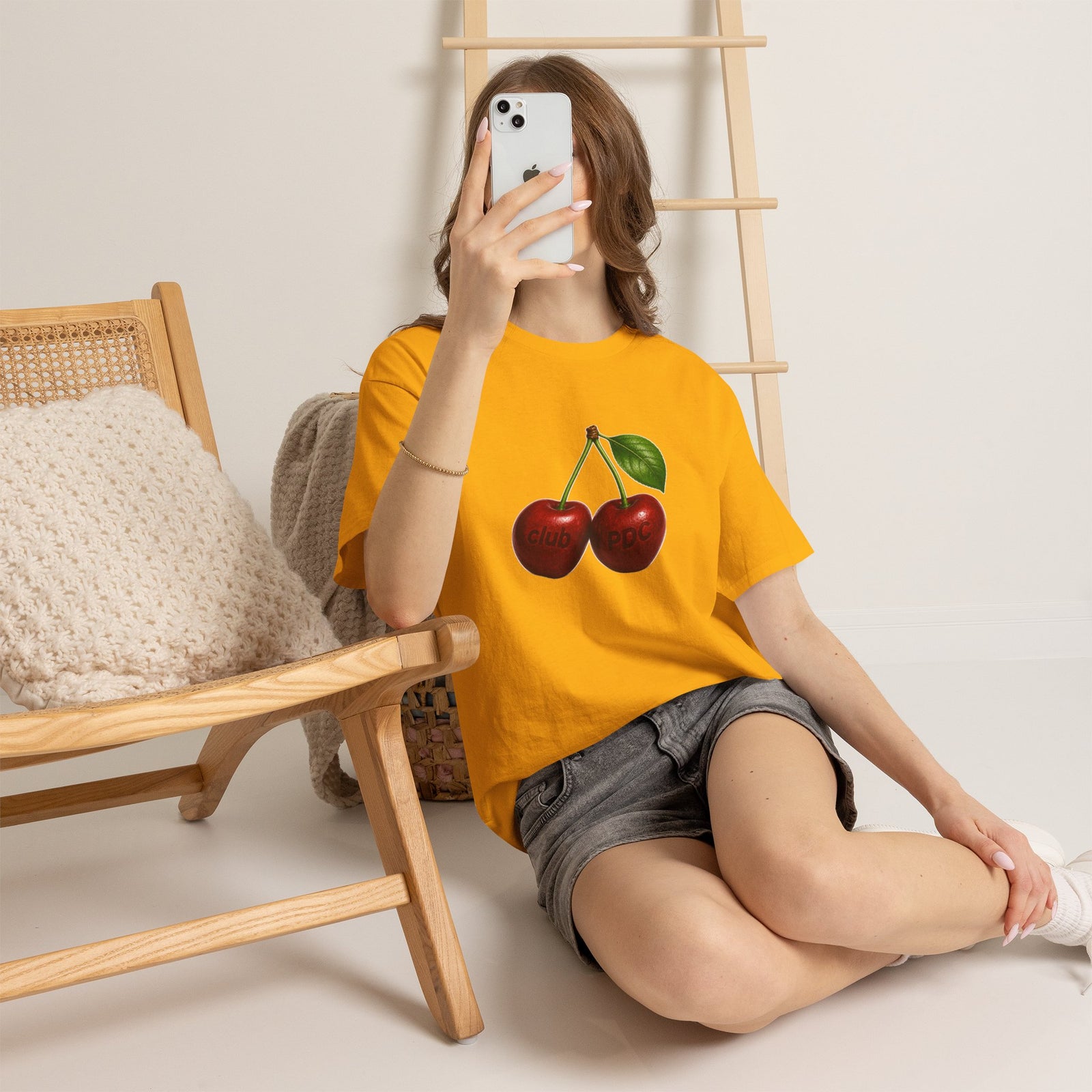 Club PDC Cherry Graphic Tee — Retro Fruit Illustration T-Shirt