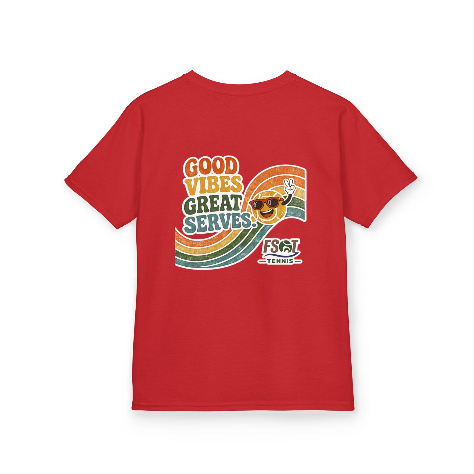 Kids Tee — "Good Vibes, Great Serves" Retro Tennis Club Shirt