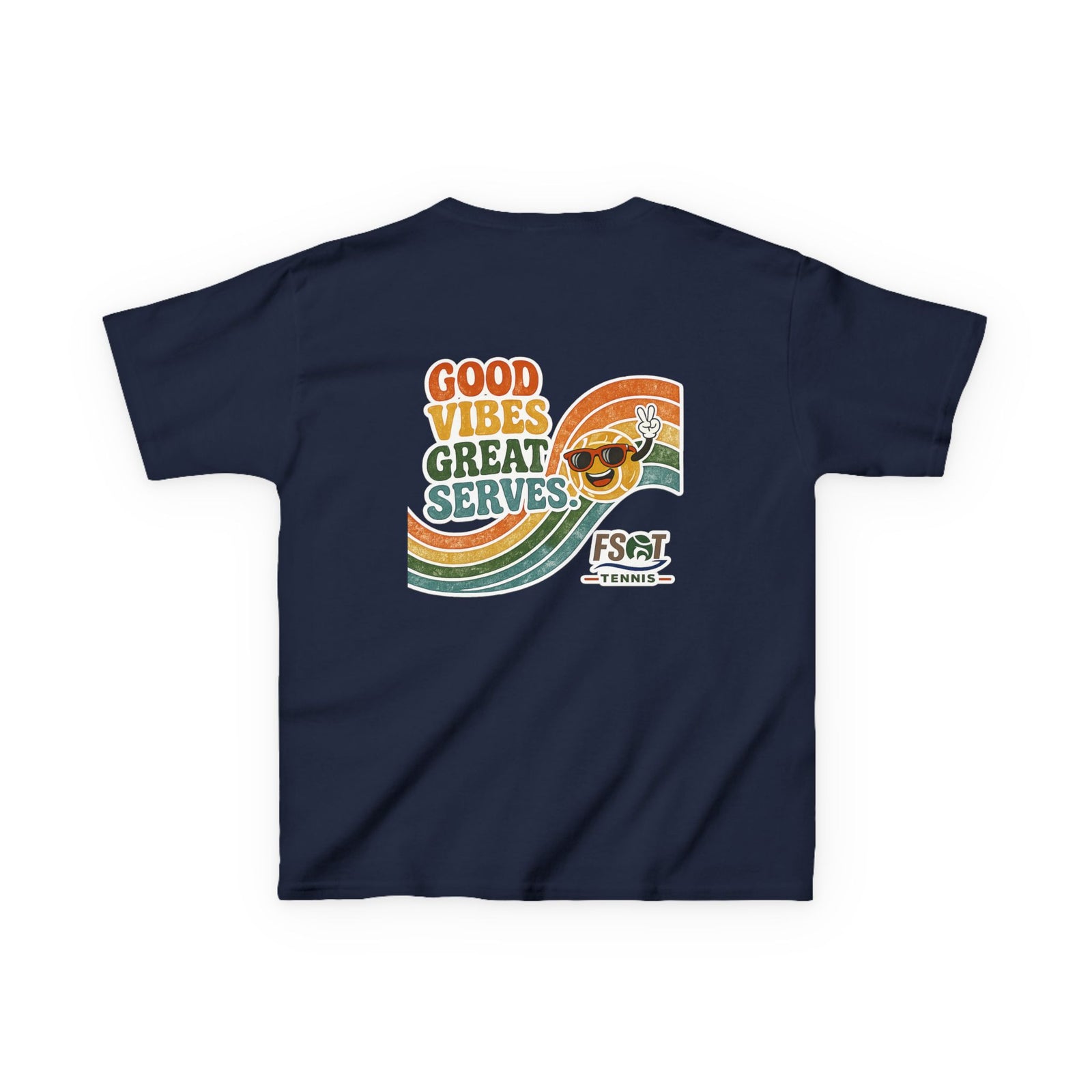 Kids Tee — "Good Vibes, Great Serves" Retro Tennis Club Shirt