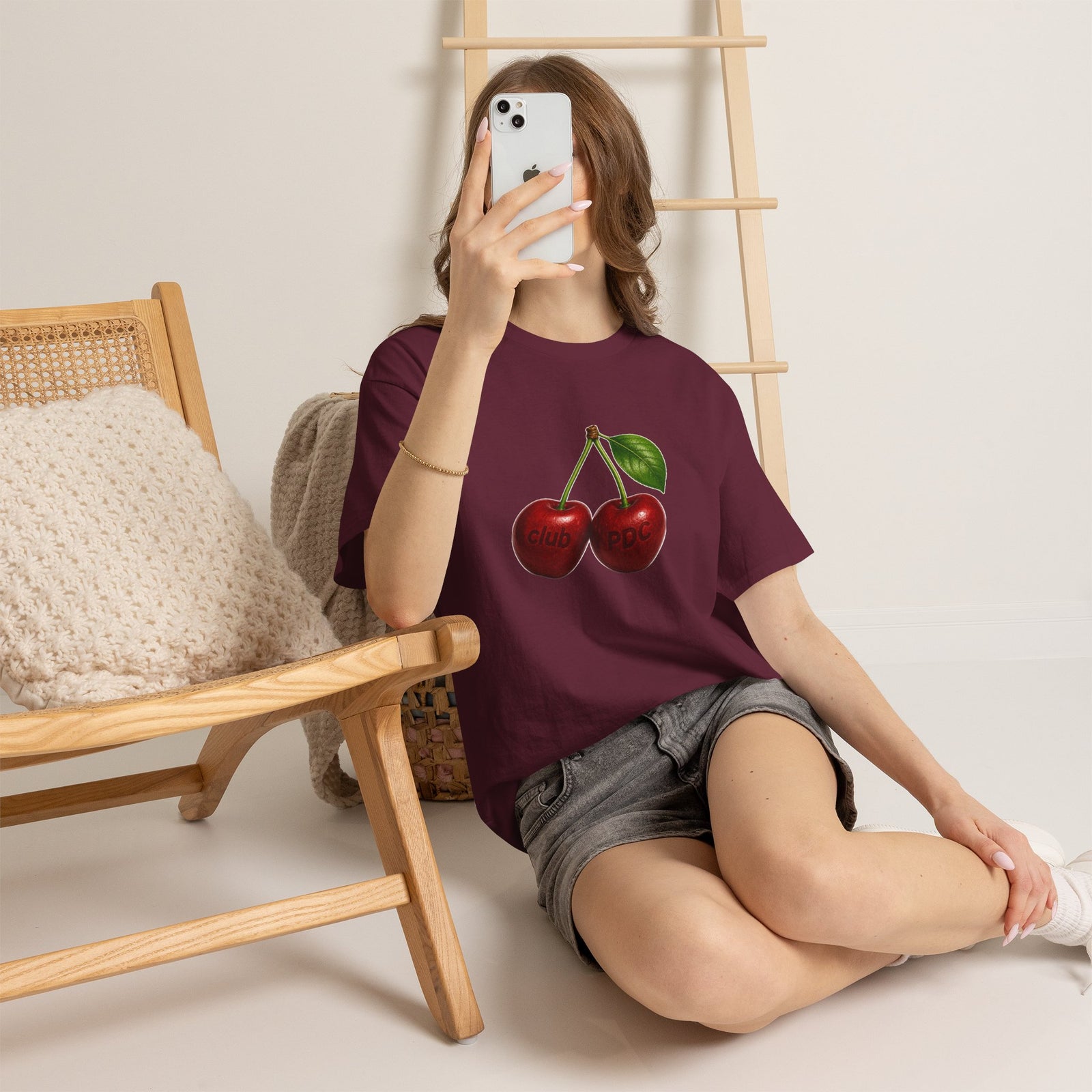 Club PDC Cherry Graphic Tee — Retro Fruit Illustration T-Shirt